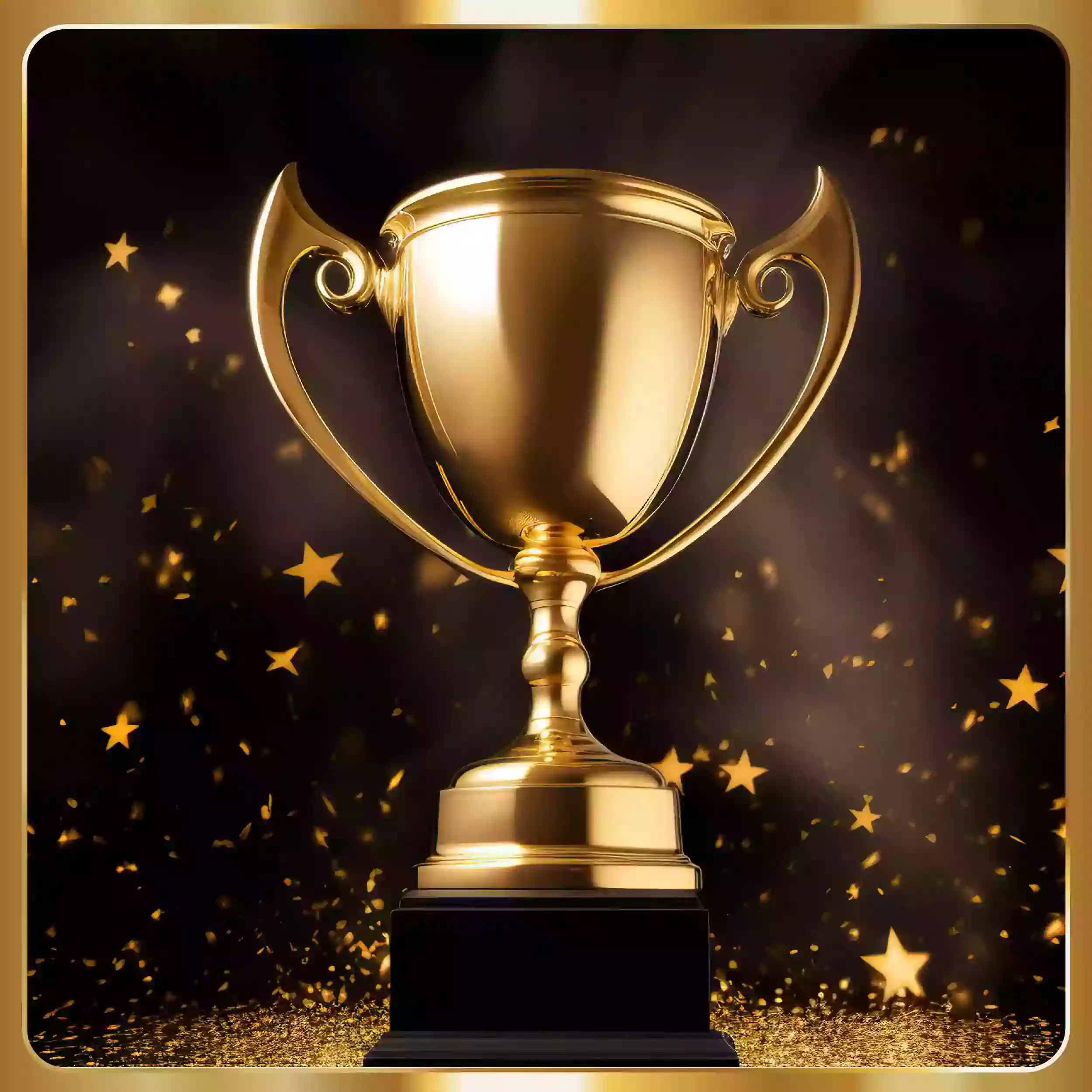 Golden trophy stars sparkle